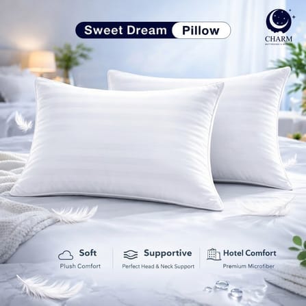 หมอนหนุน CHARM SWEET DREAM แพ็คคู่ (2 ใบ) นุ่มเด้ง สไตล์โรงแรม ขนาด 19X29 นิ้ว 1,000 กรัม_2